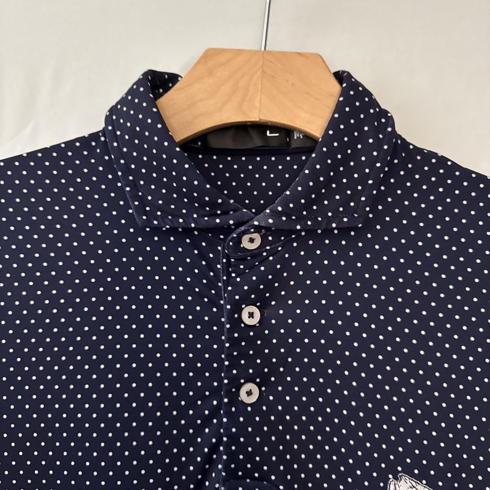 RLX Ralph Lauren Polo Shirt Mens Med Polka Dot Golf Navy Performance